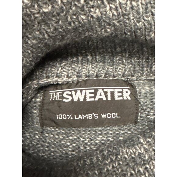 THE SWEATER Women's 100% Lamb's Wool Grey Geometric Turtle Neck Gray  Large - Picture 7 of 7